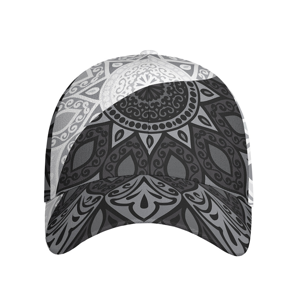 Black And White Yin Yang Mandala Print Baseball Cap