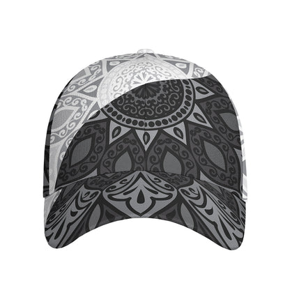 Black And White Yin Yang Mandala Print Baseball Cap