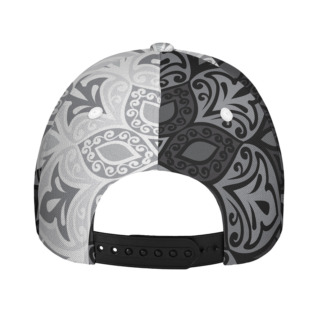 Black And White Yin Yang Mandala Print Baseball Cap