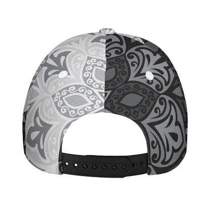 Black And White Yin Yang Mandala Print Baseball Cap