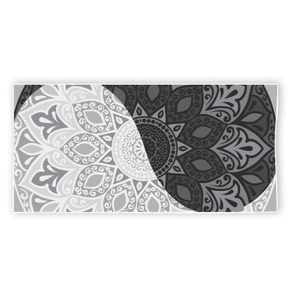 Black And White Yin Yang Mandala Print Beach Towel