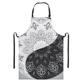 Black And White Yin Yang Mandala Print Bib Apron With Pocket