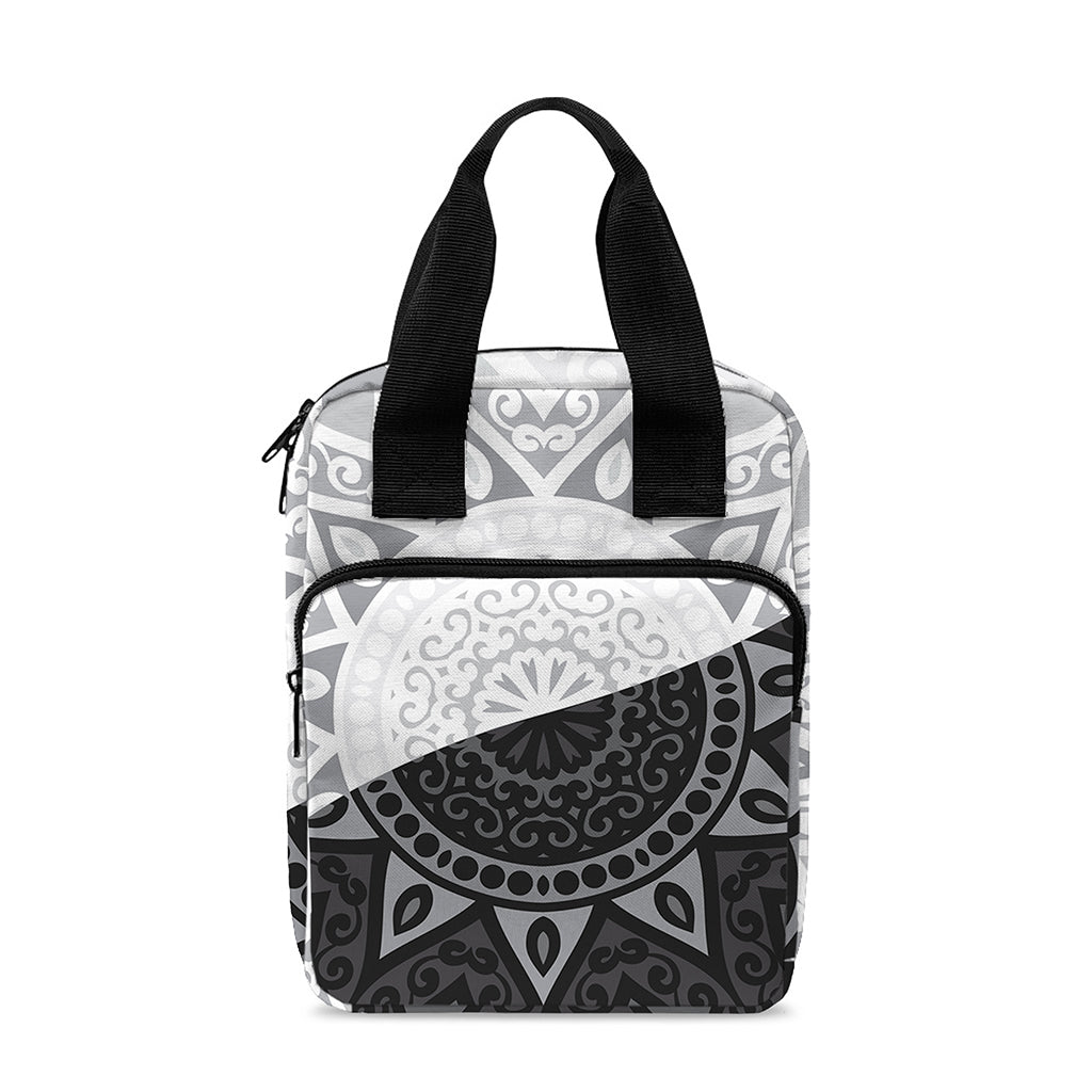 Black And White Yin Yang Mandala Print Bible Tote Bag