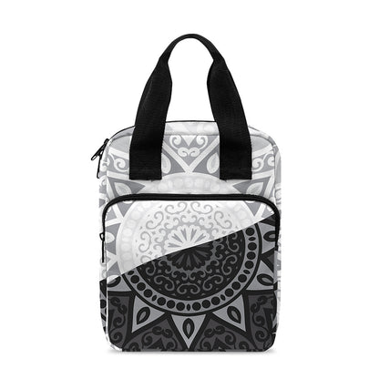 Black And White Yin Yang Mandala Print Bible Tote Bag