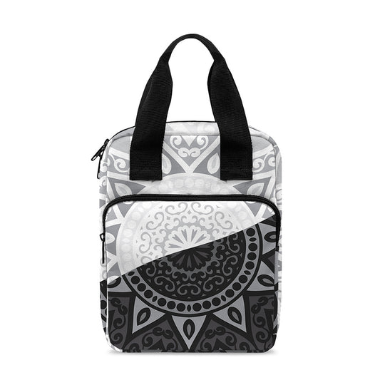 Black And White Yin Yang Mandala Print Bible Tote Bag