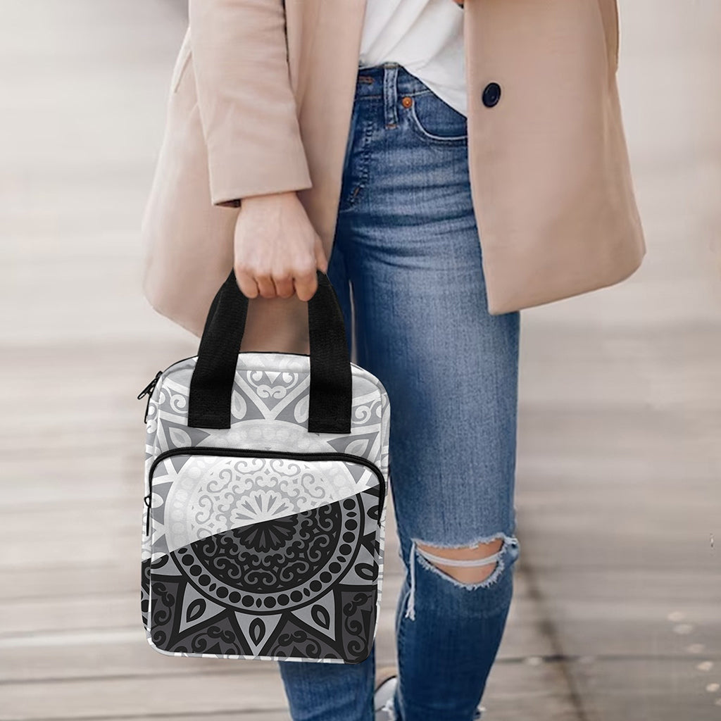 Black And White Yin Yang Mandala Print Bible Tote Bag