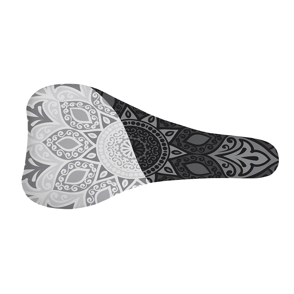Black And White Yin Yang Mandala Print Bicycle Seat Cover