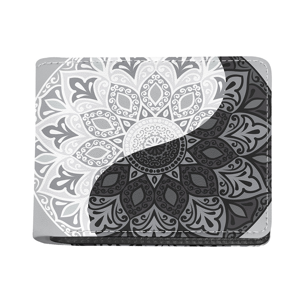 Black And White Yin Yang Mandala Print Bifold Wallet