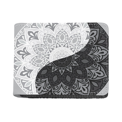 Black And White Yin Yang Mandala Print Bifold Wallet