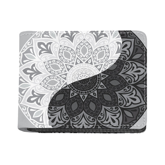 Black And White Yin Yang Mandala Print Bifold Wallet
