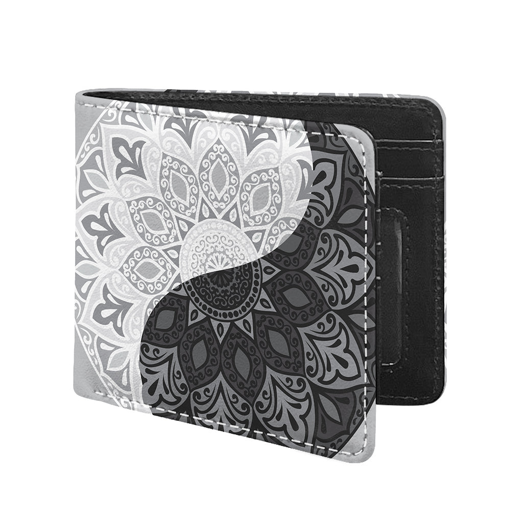 Black And White Yin Yang Mandala Print Bifold Wallet