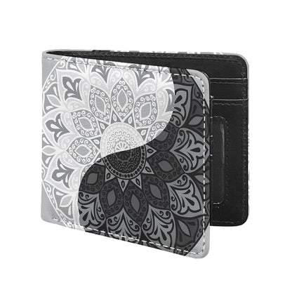 Black And White Yin Yang Mandala Print Bifold Wallet