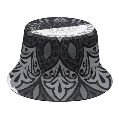 Black And White Yin Yang Mandala Print Bucket Hat