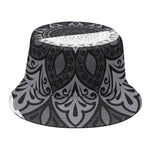 Black And White Yin Yang Mandala Print Bucket Hat