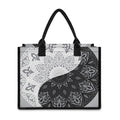Black And White Yin Yang Mandala Print Canvas Tote Bag