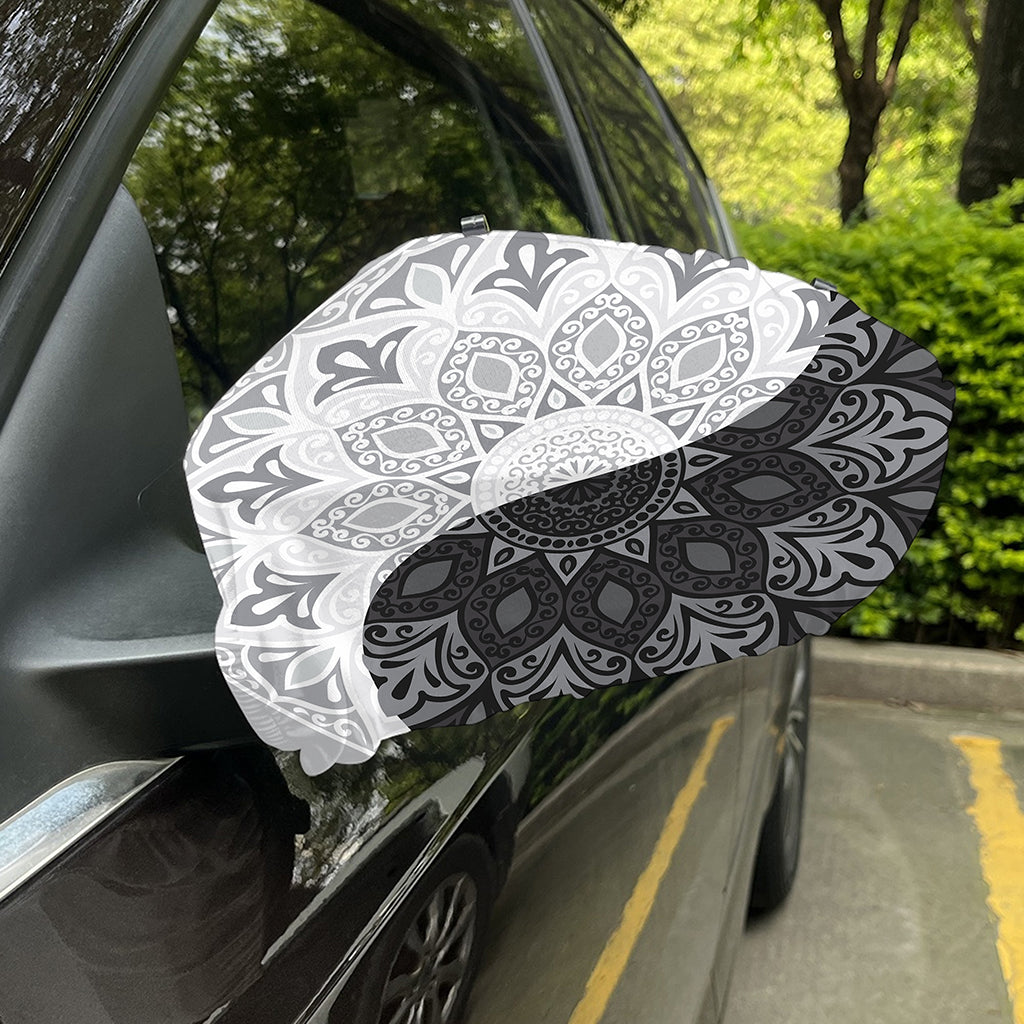 Black And White Yin Yang Mandala Print Car Side Mirror Covers