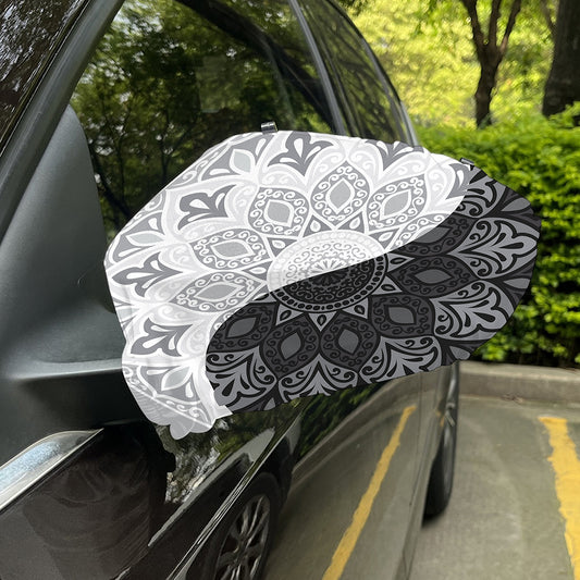 Black And White Yin Yang Mandala Print Car Side Mirror Covers
