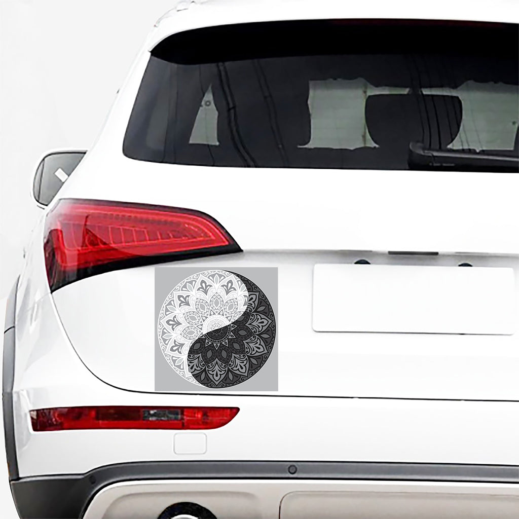 Black And White Yin Yang Mandala Print Car Sticker