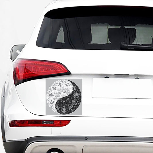 Black And White Yin Yang Mandala Print Car Sticker