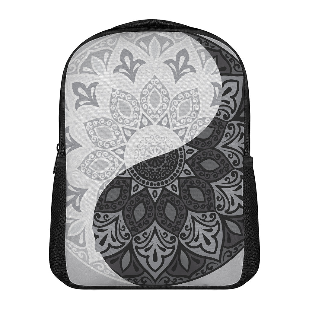 Black And White Yin Yang Mandala Print Casual Backpack