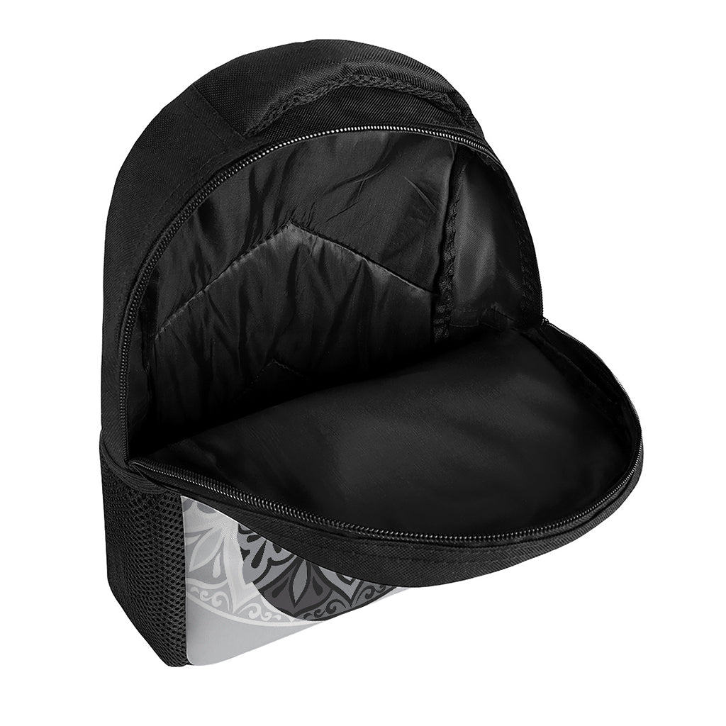 Black And White Yin Yang Mandala Print Casual Backpack