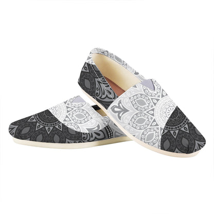 Black And White Yin Yang Mandala Print Casual Shoes