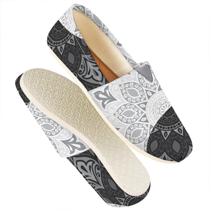 Black And White Yin Yang Mandala Print Casual Shoes