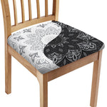Black And White Yin Yang Mandala Print Chair Cushion Cover