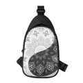 Black And White Yin Yang Mandala Print Sling Bag