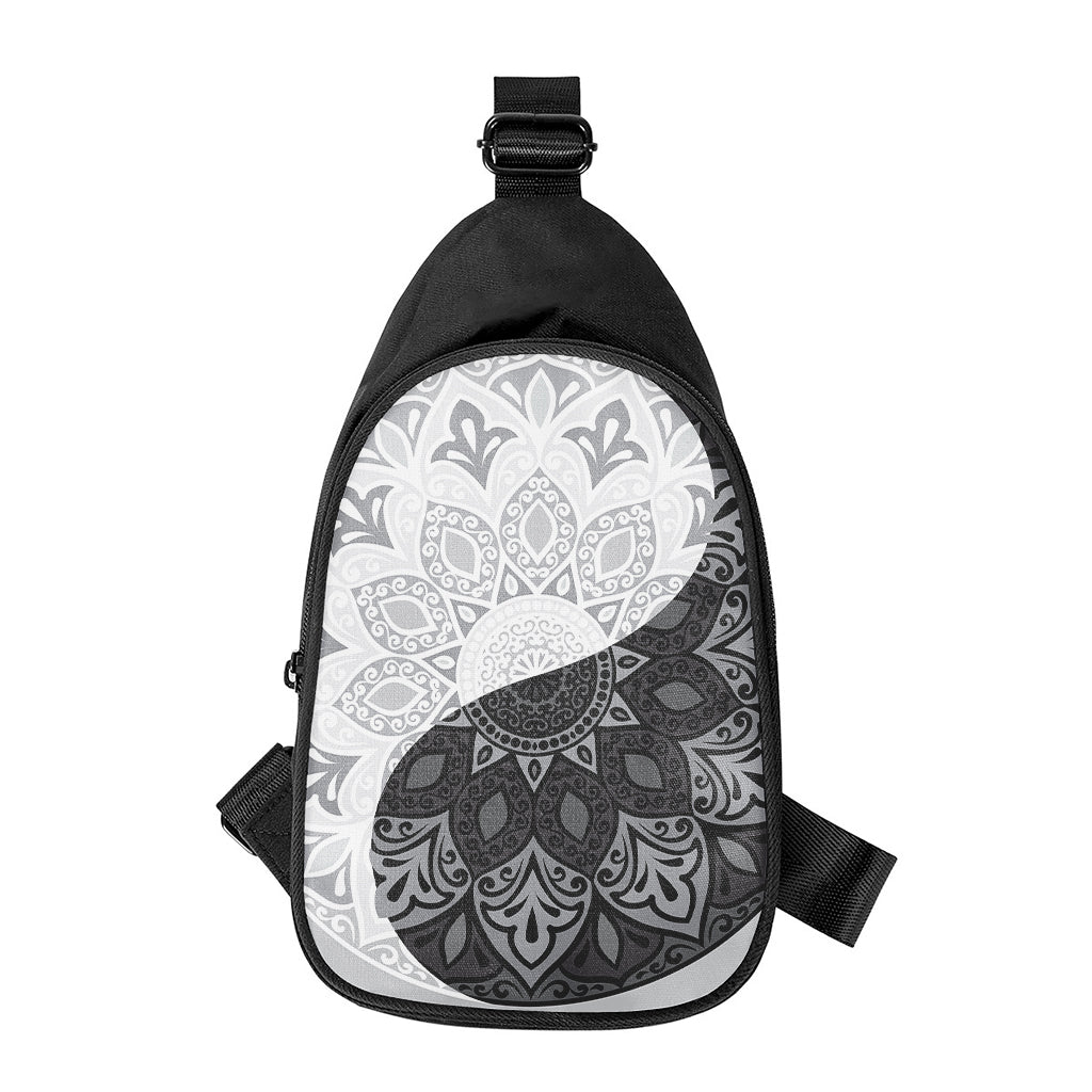 Black And White Yin Yang Mandala Print Chest Bag