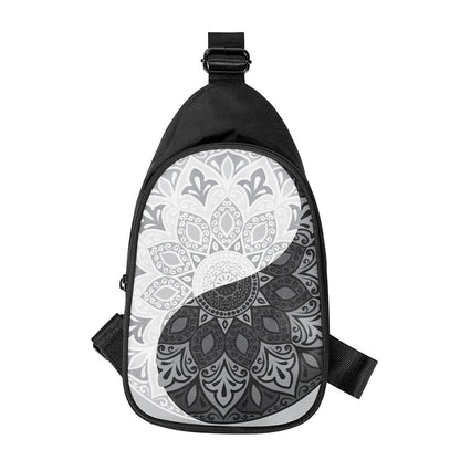 Black And White Yin Yang Mandala Print Chest Bag