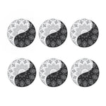 Black And White Yin Yang Mandala Print Coaster Set