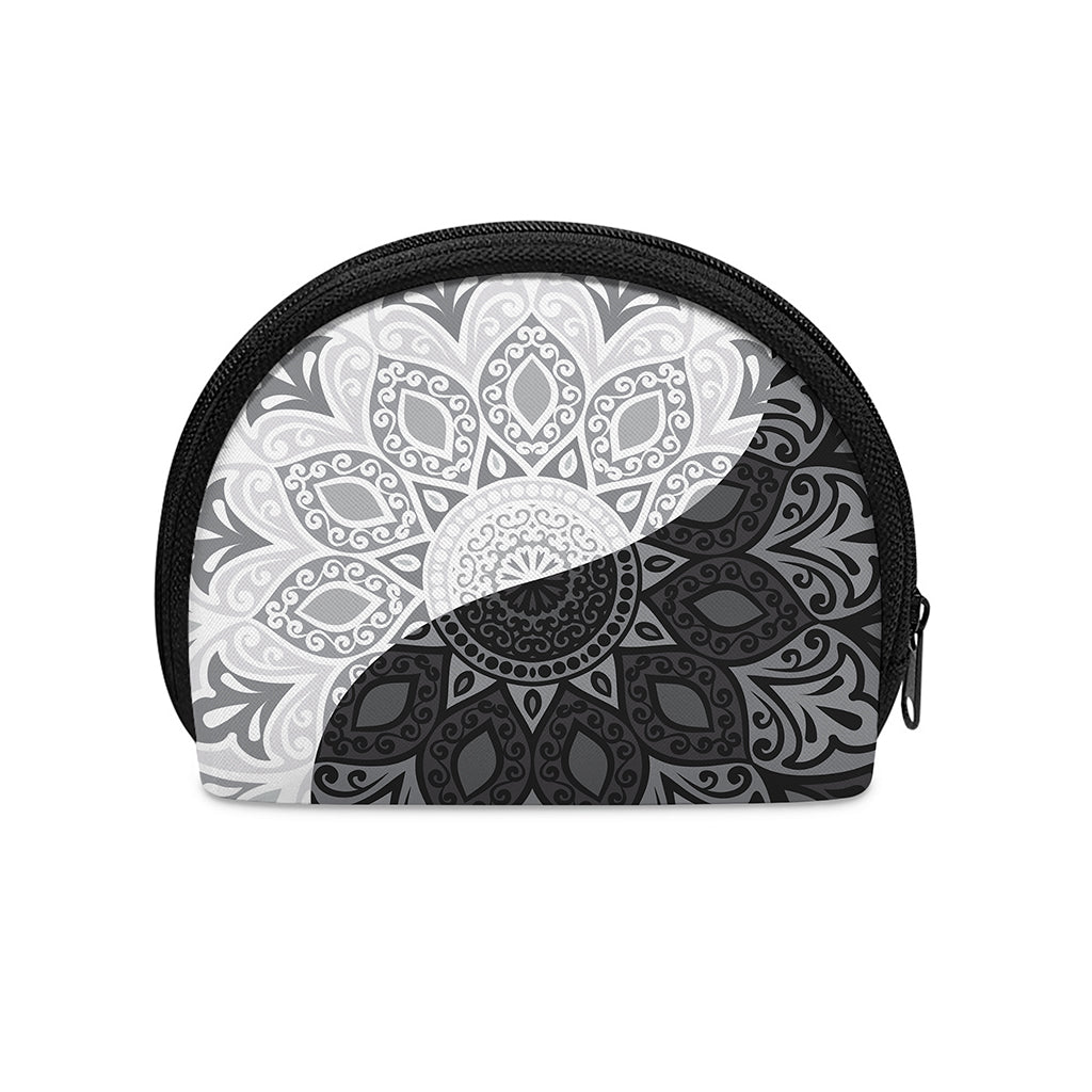 Black And White Yin Yang Mandala Print Coin Purse