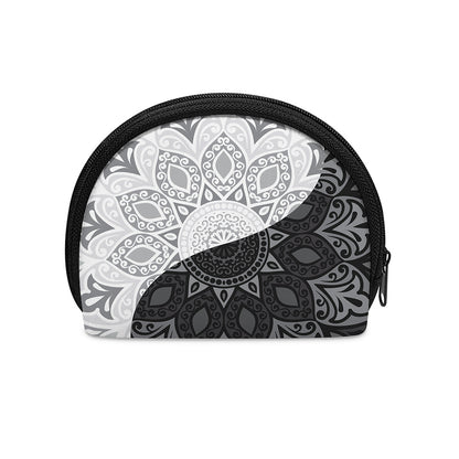 Black And White Yin Yang Mandala Print Coin Purse