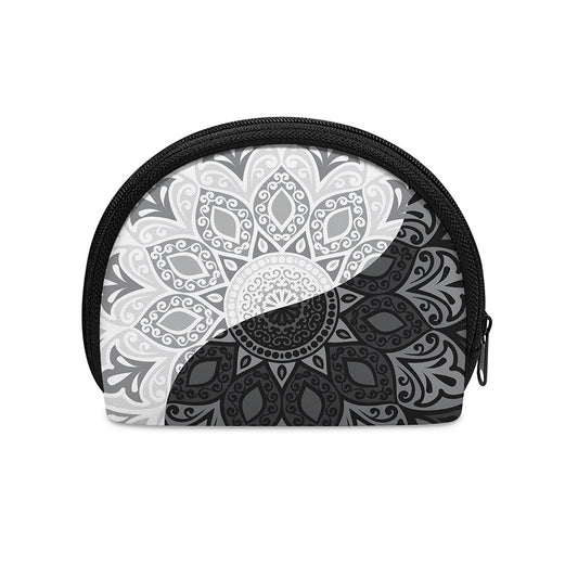 Black And White Yin Yang Mandala Print Coin Purse