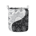 Black And White Yin Yang Mandala Print Collapsible Laundry Basket