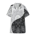 Black And White Yin Yang Mandala Print Cotton Hawaiian Shirt