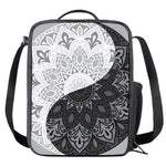 Black And White Yin Yang Mandala Print Crossbody Lunch Bag