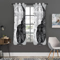 Black And White Yin Yang Mandala Print Grommet Curtain Panels