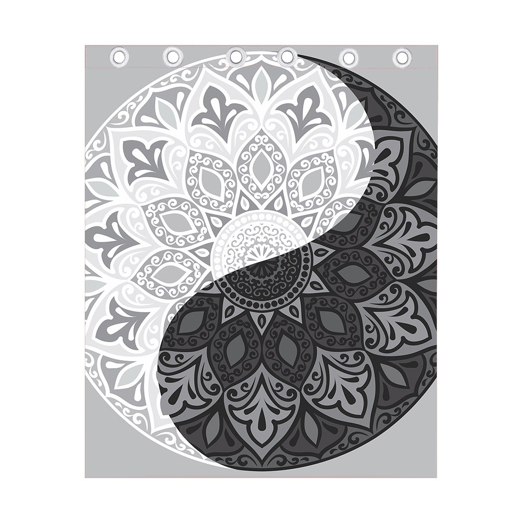 Black And White Yin Yang Mandala Print Curtain