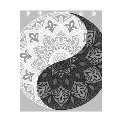 Black And White Yin Yang Mandala Print Curtain