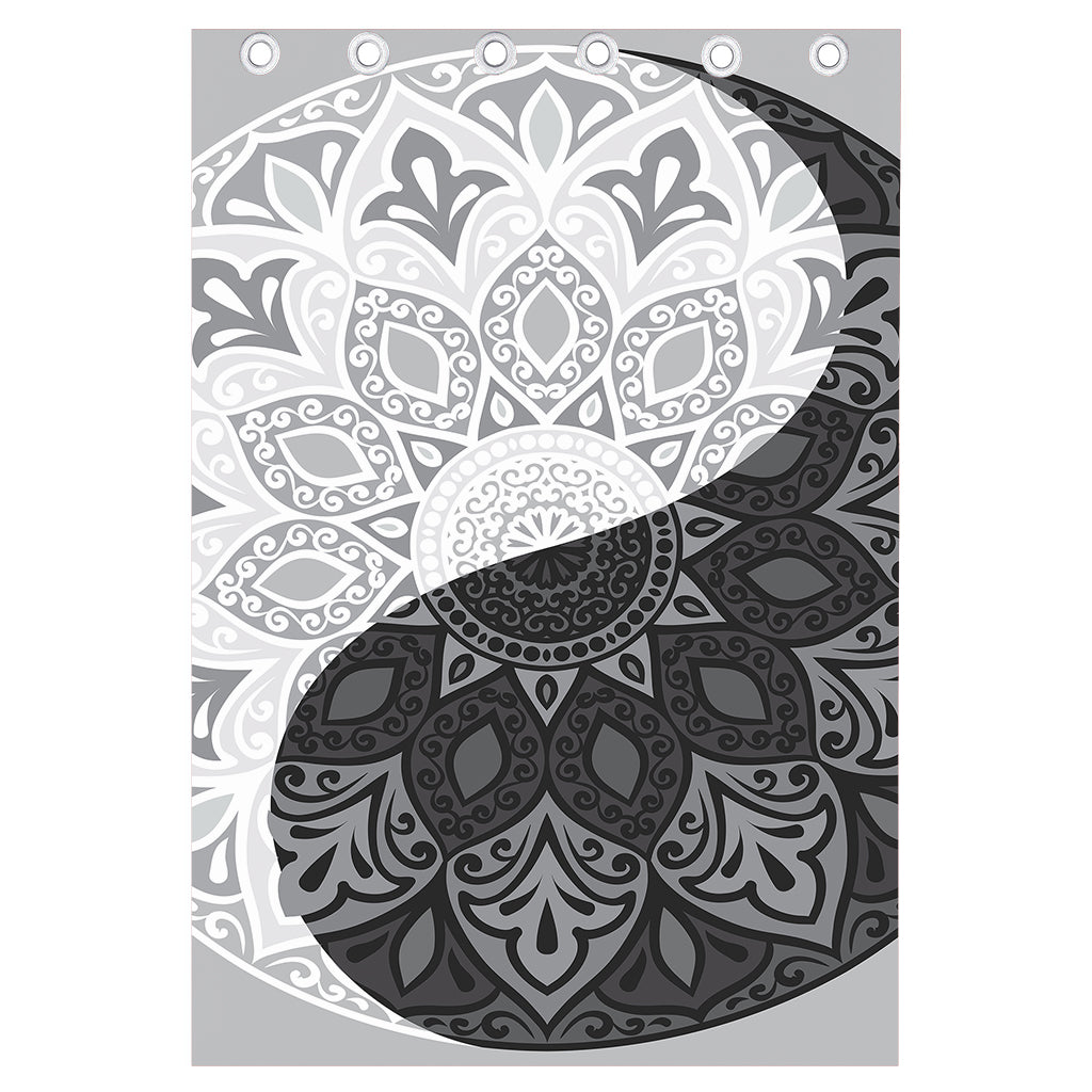 Black And White Yin Yang Mandala Print Curtain