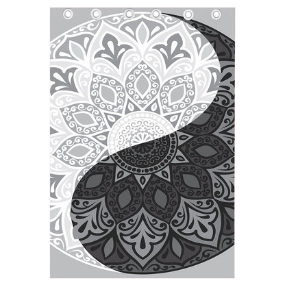 Black And White Yin Yang Mandala Print Curtain