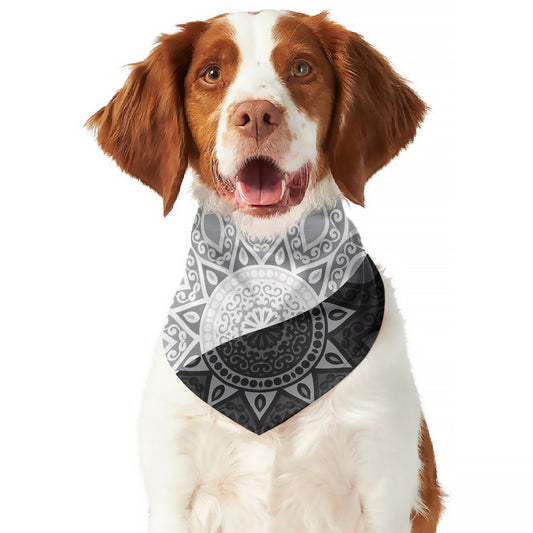 Black And White Yin Yang Mandala Print Dog Bandana