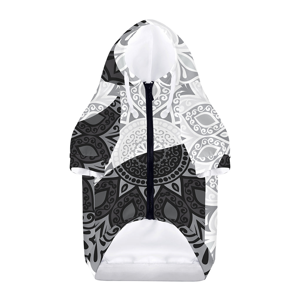 Black And White Yin Yang Mandala Print Dog Zip Up Hoodie