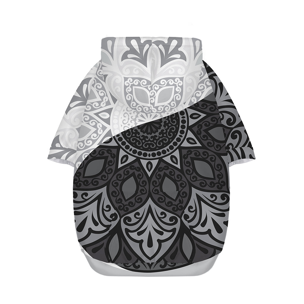 Black And White Yin Yang Mandala Print Dog Zip Up Hoodie