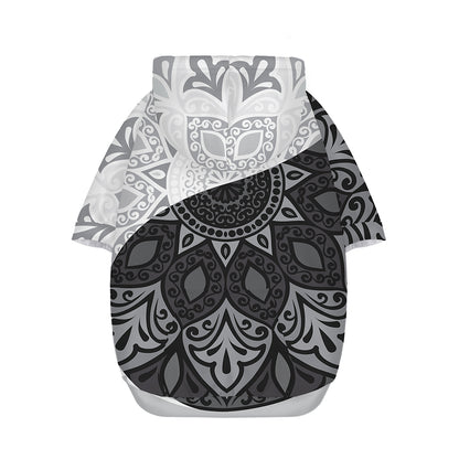 Black And White Yin Yang Mandala Print Dog Zip Up Hoodie