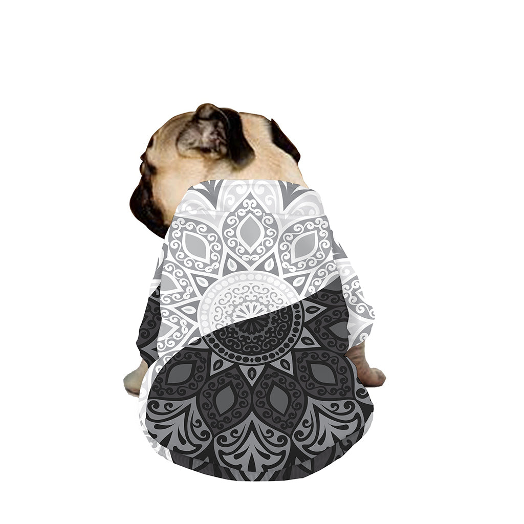 Black And White Yin Yang Mandala Print Dog Zip Up Jacket