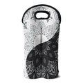 Black And White Yin Yang Mandala Print Double Neoprene Wine Tote