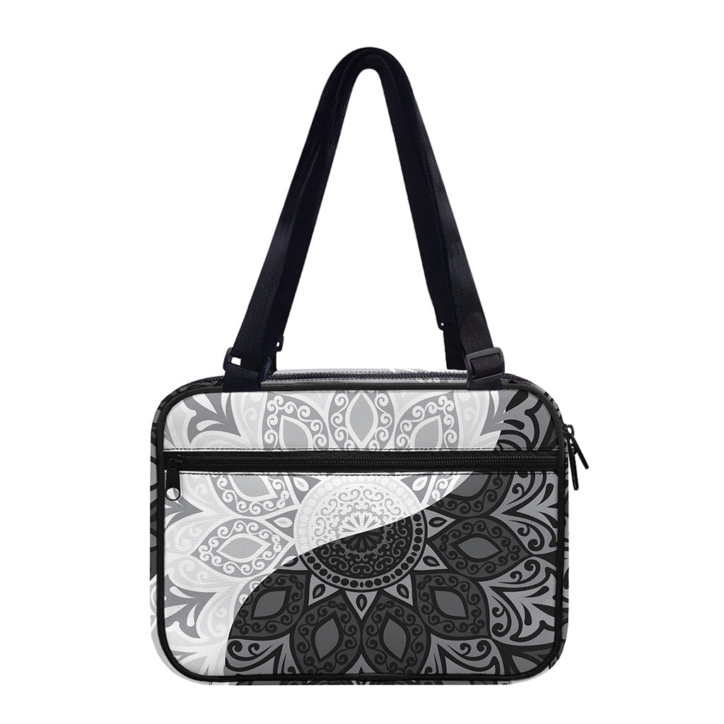 Black And White Yin Yang Mandala Print Double Strap Bible Bag